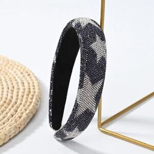 Black and‎ Silver Rhinestone Headband Sparkly Hair Accessory